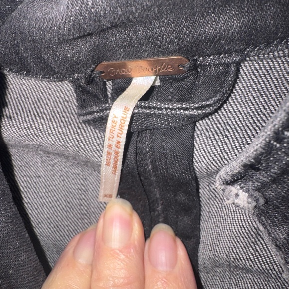 Free People Dark Gray Jean Jacket with Button Accents - Picture 5 of 6